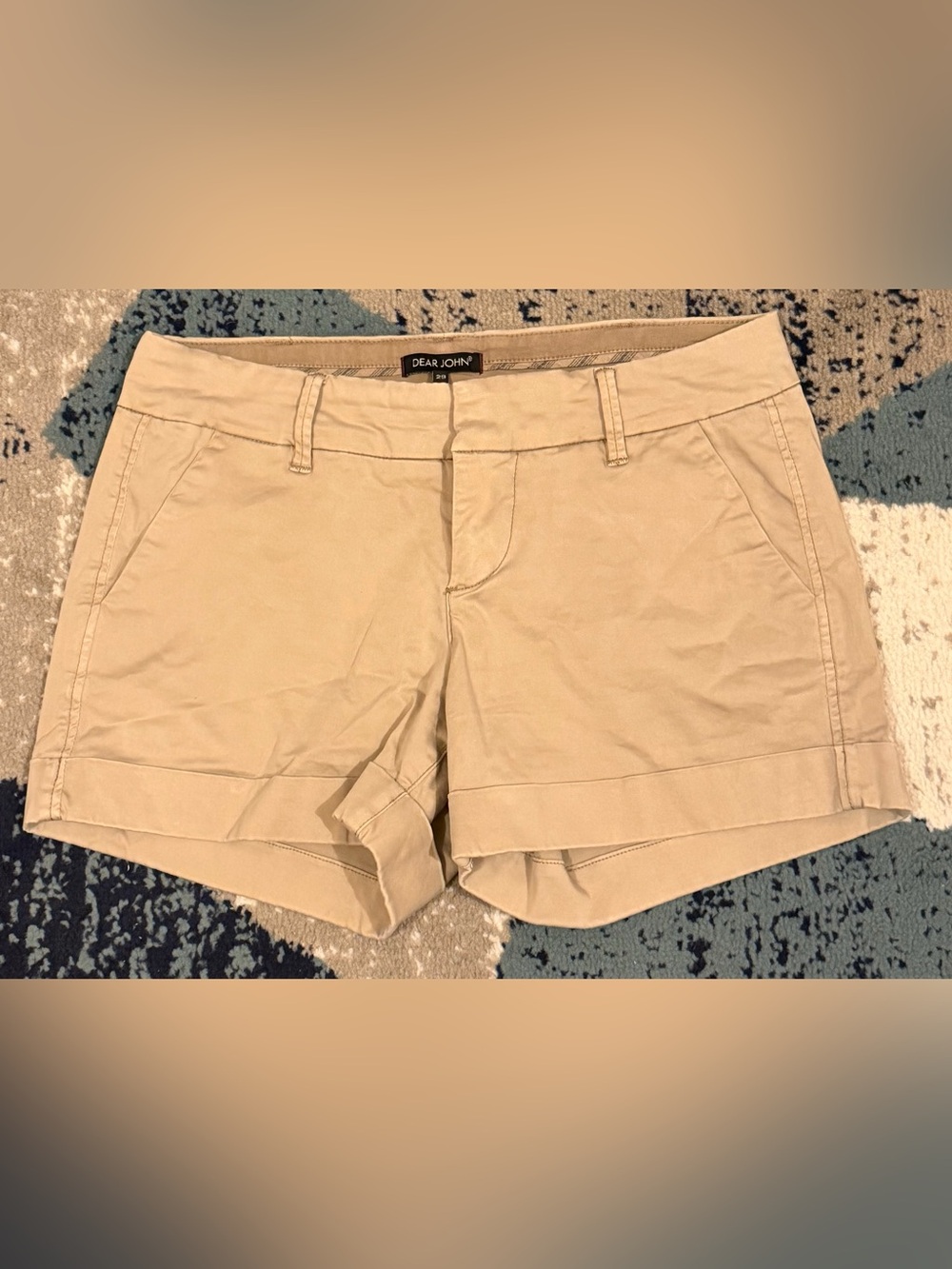 Dear John Hampton Comfort Shorts Khaki Chino Cuffed Stretch Size 29